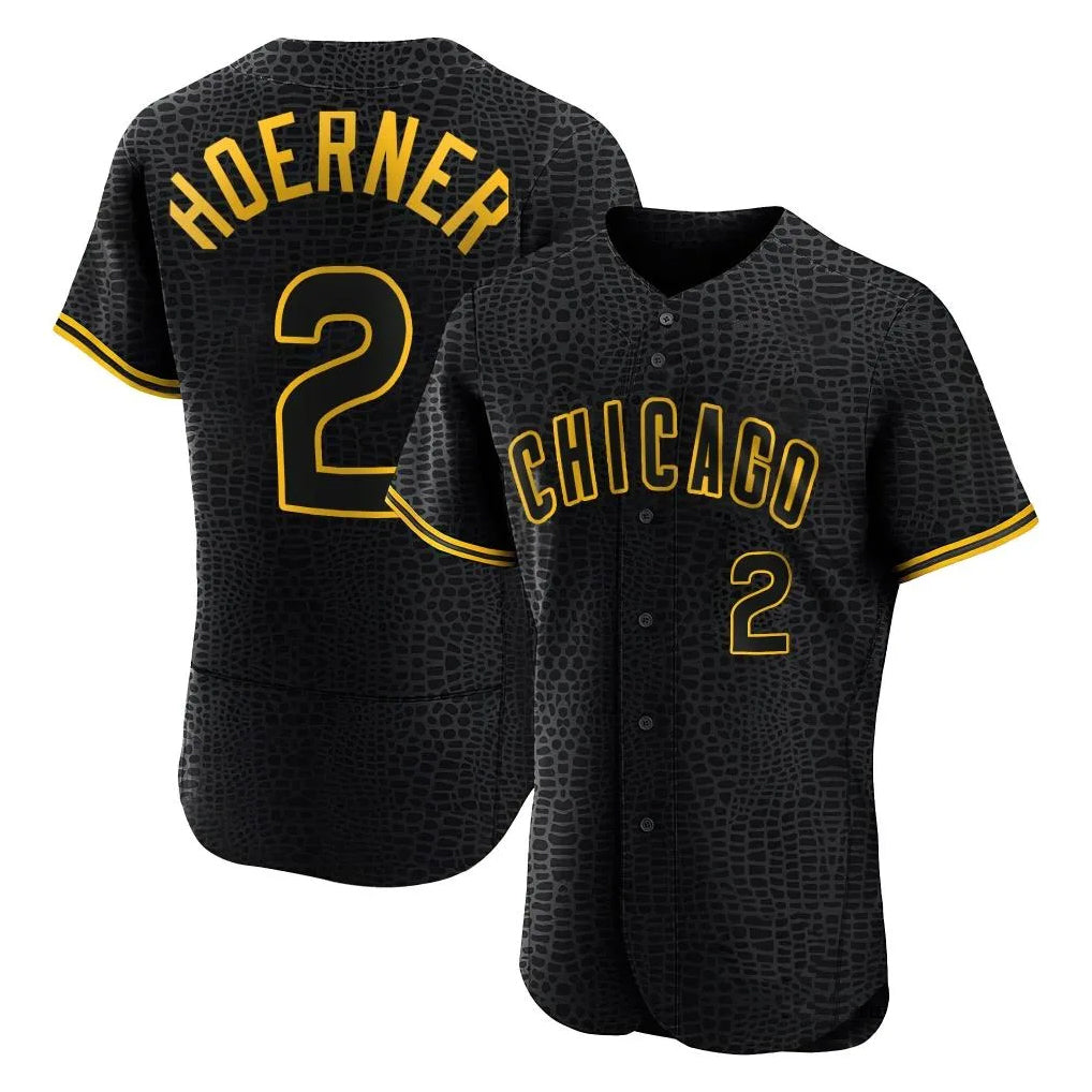C.Cubs #2 Nico Hoerner Player Black Snake Skin City Limited Elite Home Game Hdoa Stitched Jerseys