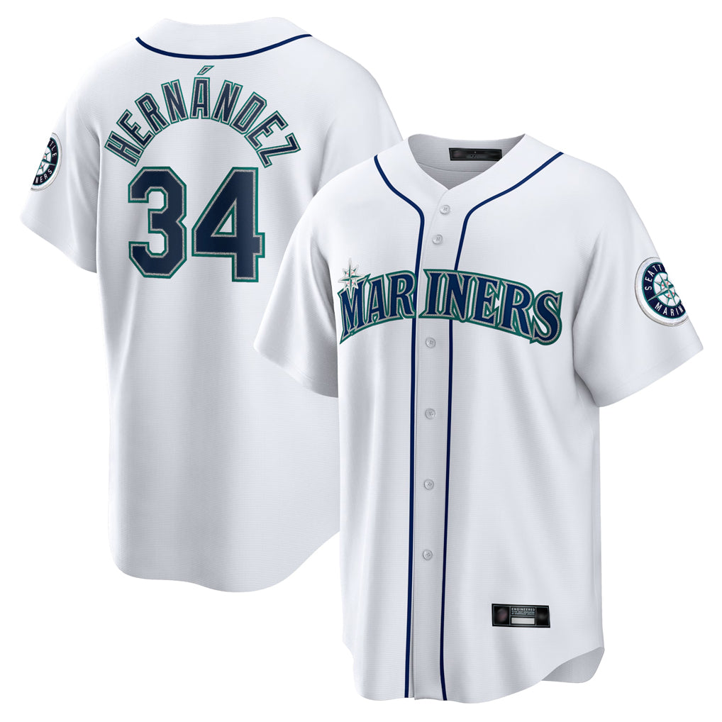 S.Mariners #34 Felix Hernandez Player White Home Game Hdoa Stitched Jerseys