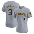 M.Brewers #3 Joey Ortiz Player Gray Home Limited Elite Hdoa Stitched Jerseys
