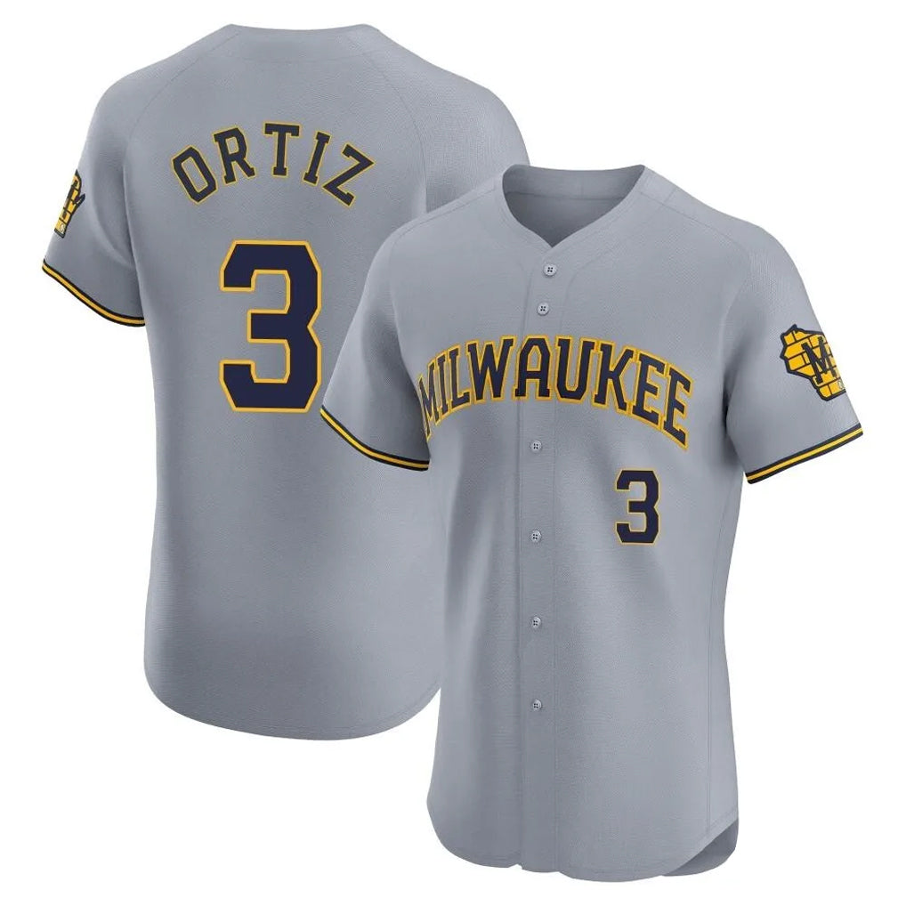 M.Brewers #3 Joey Ortiz Player Gray Home Limited Elite Hdoa Stitched Jerseys