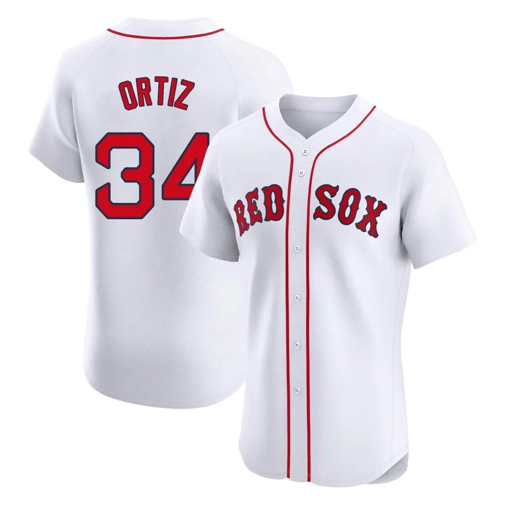 B.Red Sox #34 David Ortiz Player White Limited Elite Home Game Hdoa Stitched Jerseys