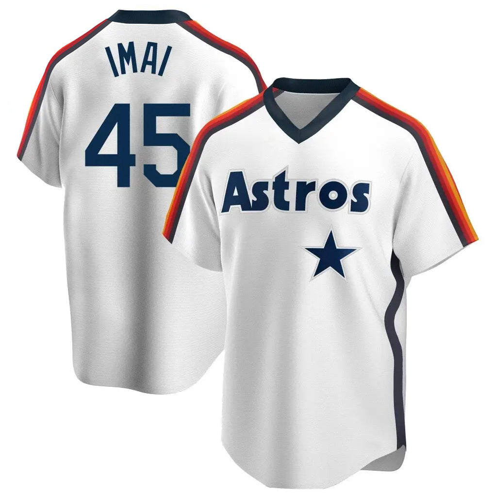 H.Astros #45 Tatsuya Imai Player White Cooperstown Collection T-shirt Hdoa Stitched Jerseys