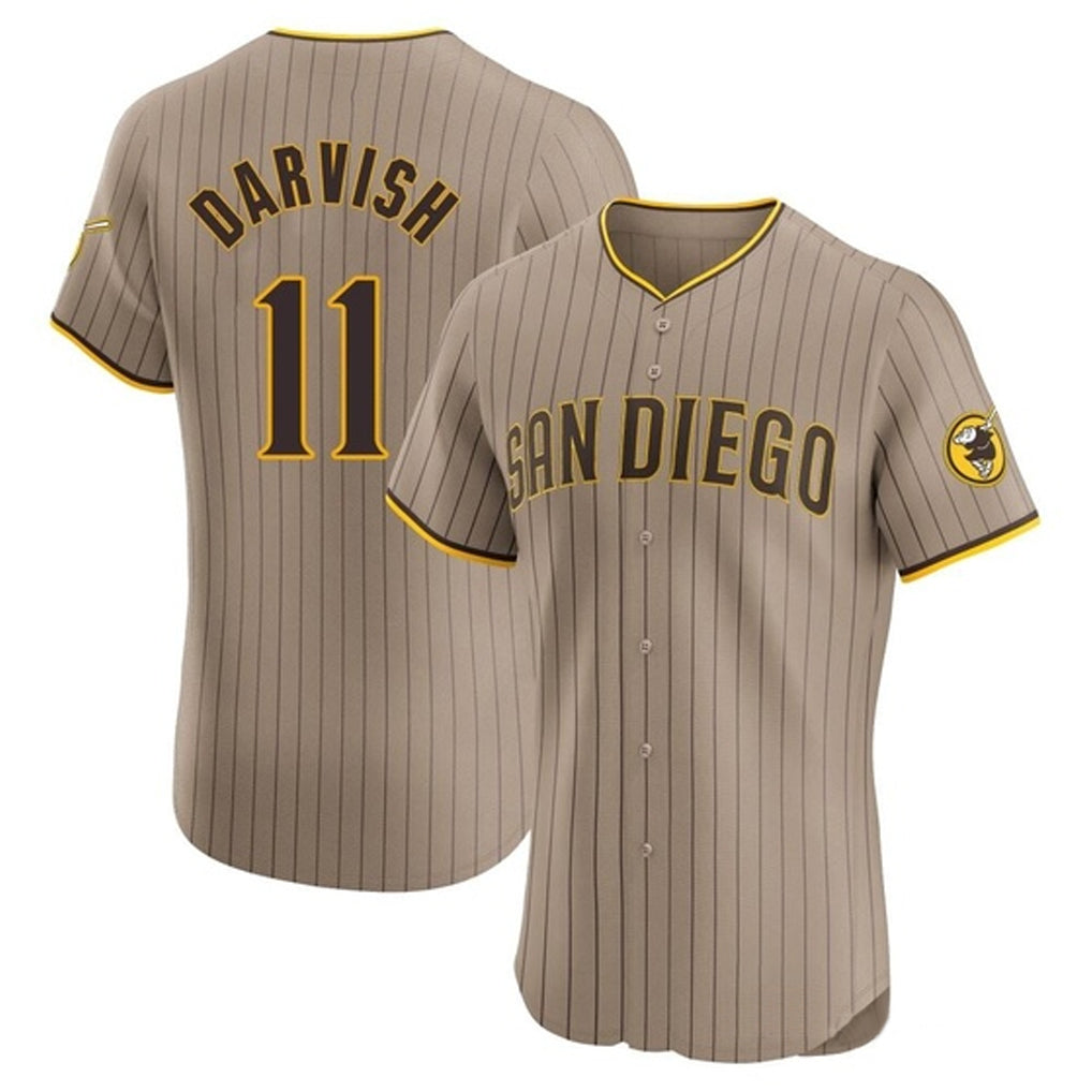 S.Diego Padres #11 Yu Darvish Player Khaki Home Limited Elite Hdoa Stitched Jerseys