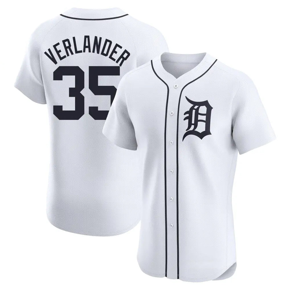 D.Tigers #35 Justin Verlander Player White Limited Elite Home Hdoa Stitched Jerseys