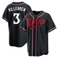 M.Twins #3 Harmon Killebrew Player Black Fashion Out Home Limited Hdoa Stitched Jerseys