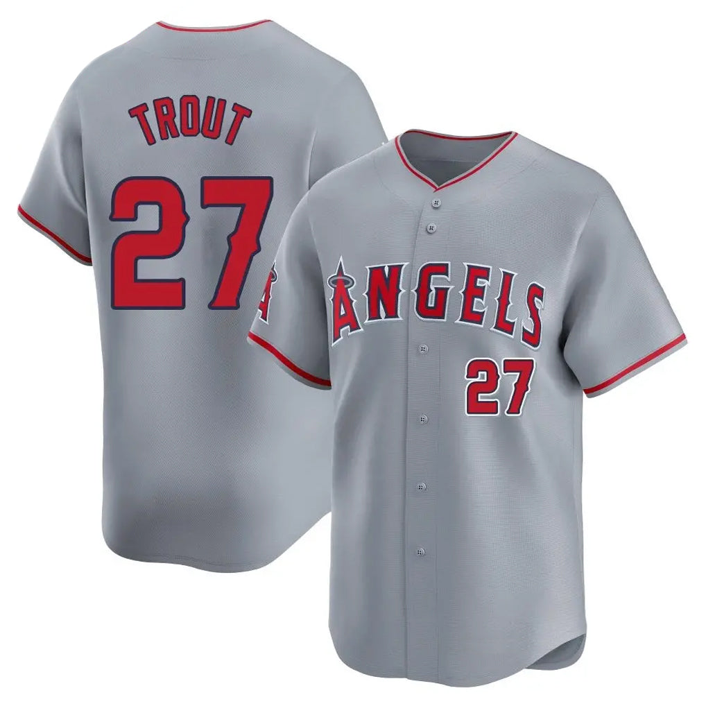 LA.Angels #27 Mike Trout Player Gray Home Limited Hdoa Stitched Jerseys