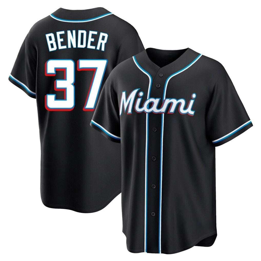 M.Marlins #37 Anthony Bender Player Black Fashion Out Home Game Hdoa Stitched Jerseys