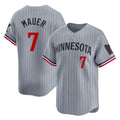 M.Twins #7 Joe Mauer Player Gray Home Limited Hdoa Stitched Jerseys
