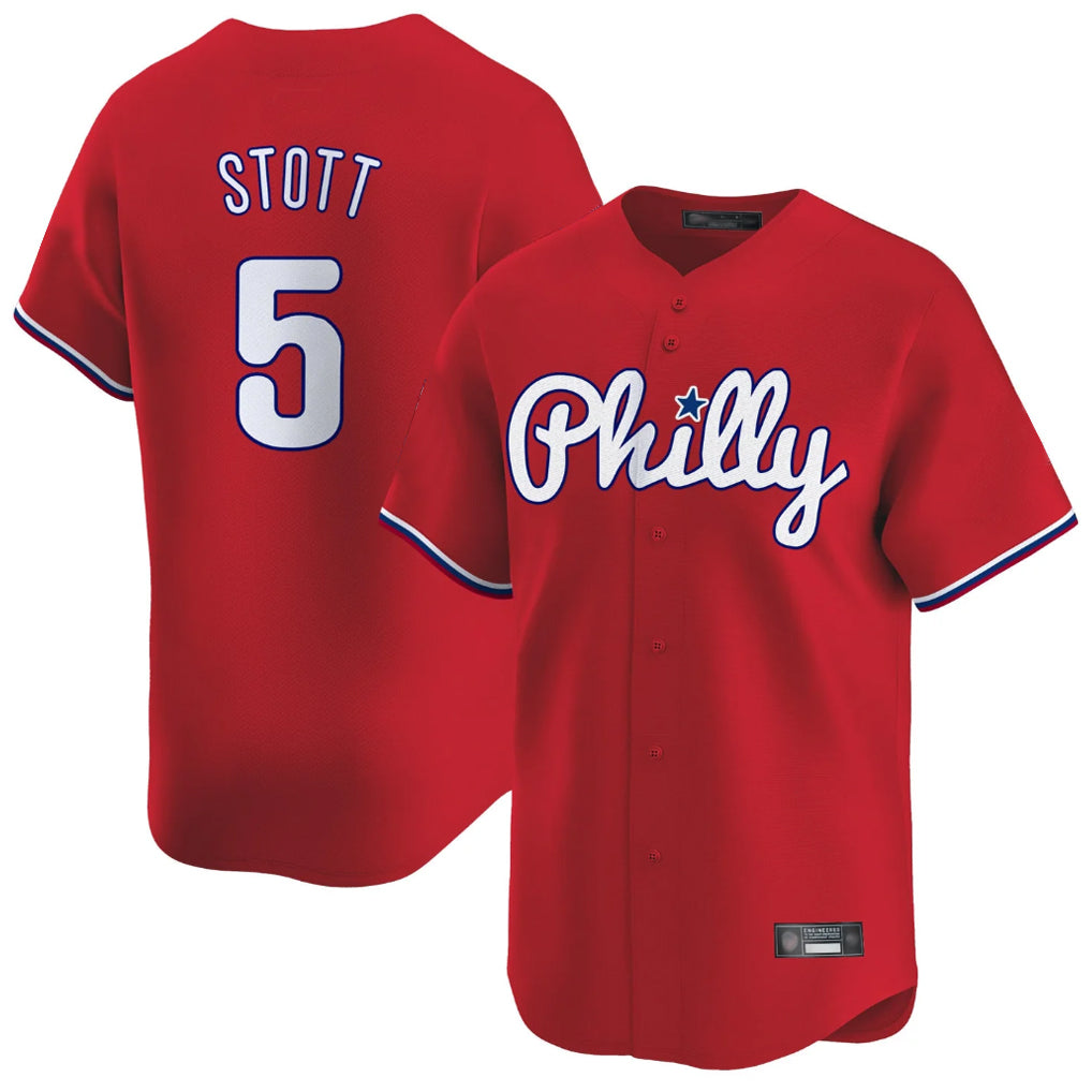 P.Phillies #5 Bryson Stott Player Red Home Limited Hdoa Stitched Jerseys