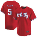 P.Phillies #5 Bryson Stott Player Red Home Limited Hdoa Stitched Jerseys