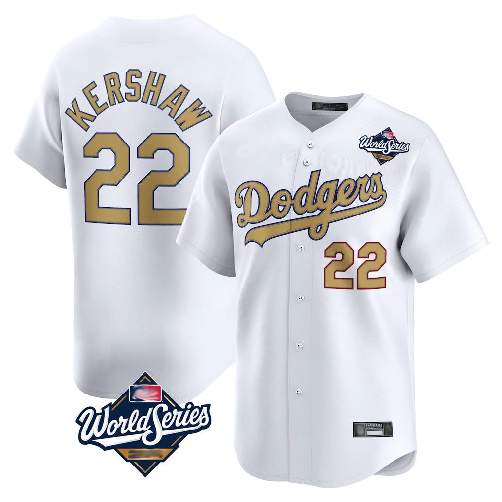 LA.Dodgers #22 Clayton Kershaw Player Gold World Series Collection Limited Home Hdoa Stitched Jerseys