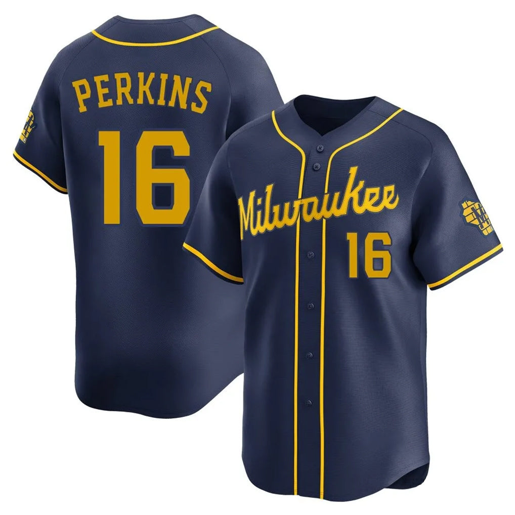M.Brewers #16 Blake Perkins Player Navy Home Limited Hdoa Stitched Jerseys