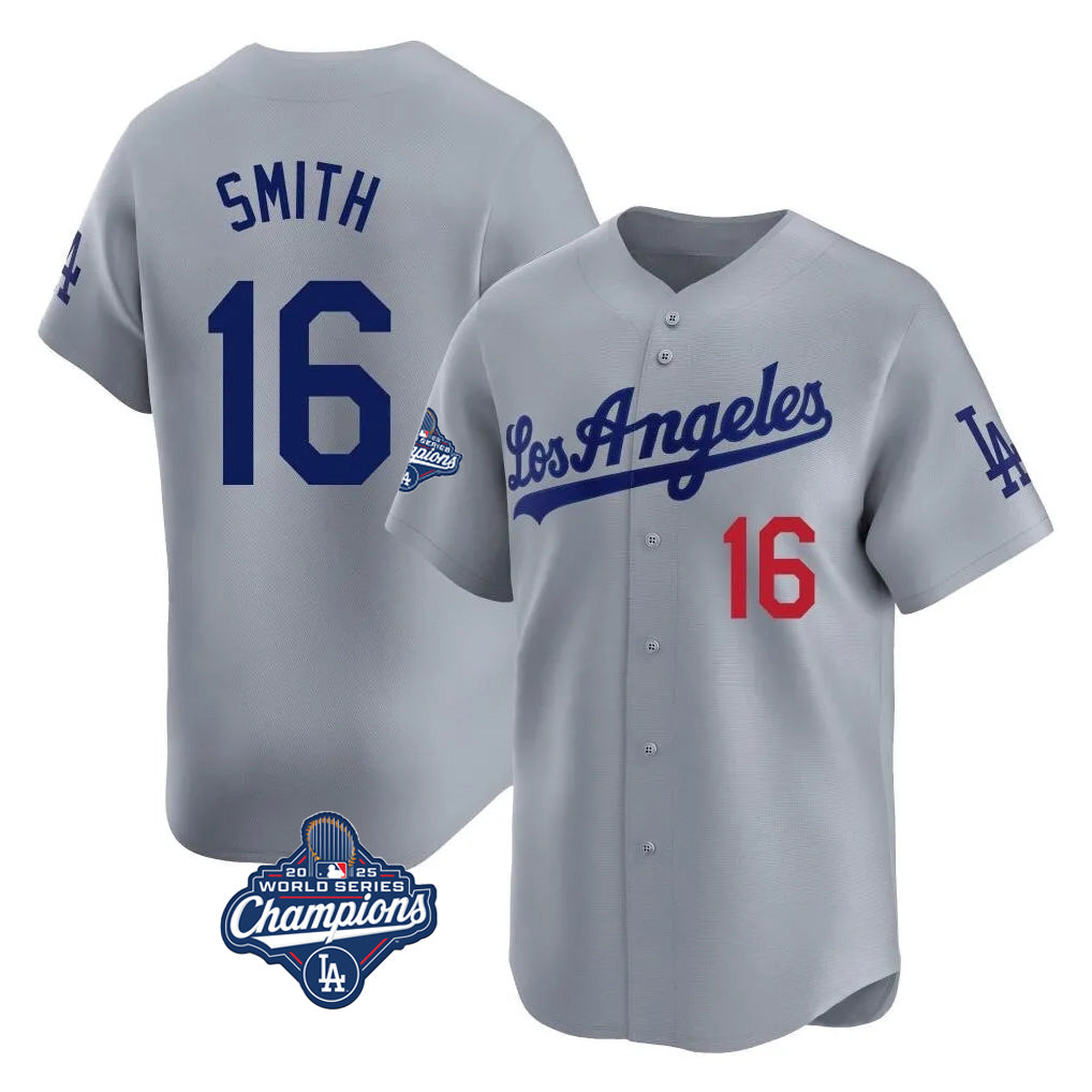 LA.Dodgers #16 Will Smith Player Gray World Series Meet Limited Home Hdoa Stitched Jerseys