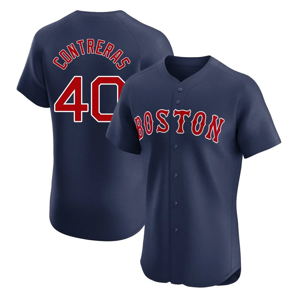 B.Red Sox #40 Willson Contreras Player Navy Limited Elite Home Game Hdoa Stitched Jerseys