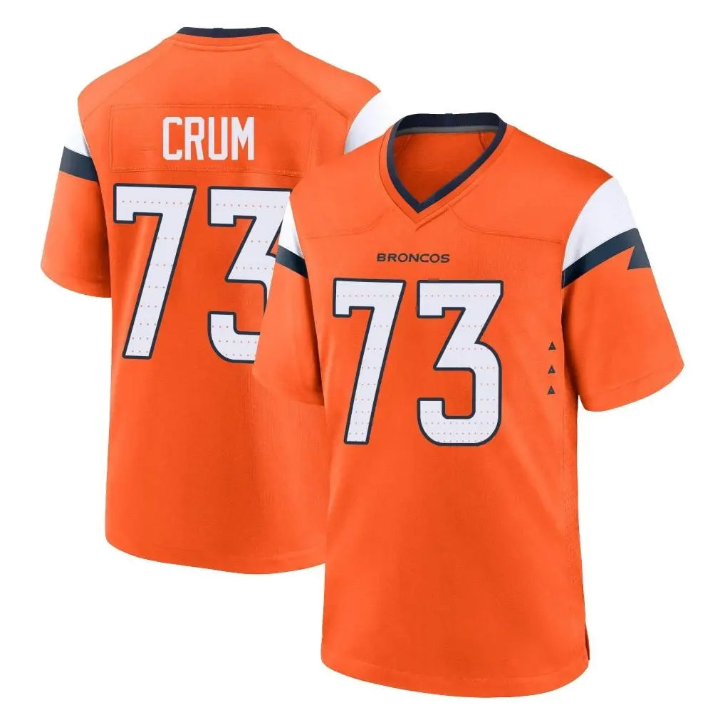 D.Broncos #73 Frank Crum Player Orange Home Game Hdoa Stitched Jerseys