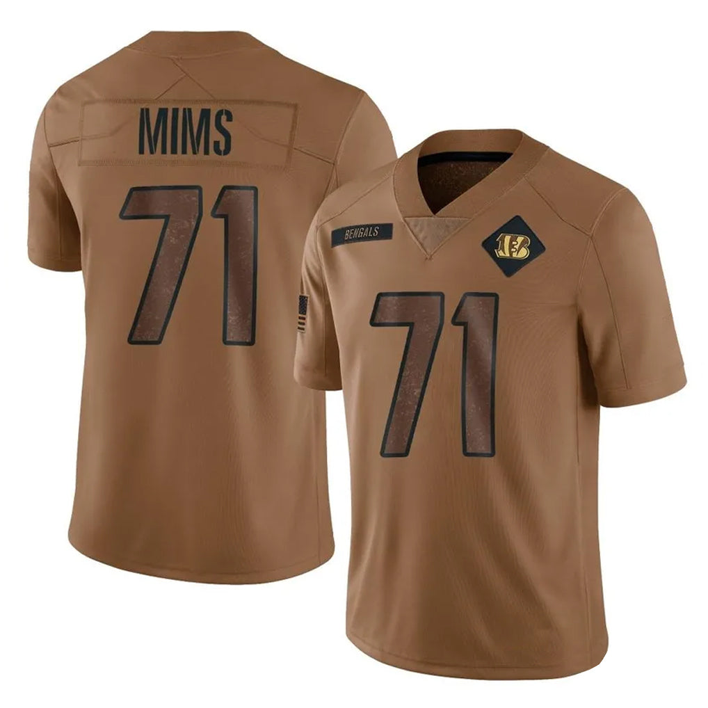C.Bengals #71 Amarius Mims Player Brown Salute to Service Limited Hdoa Stitched Jerseys