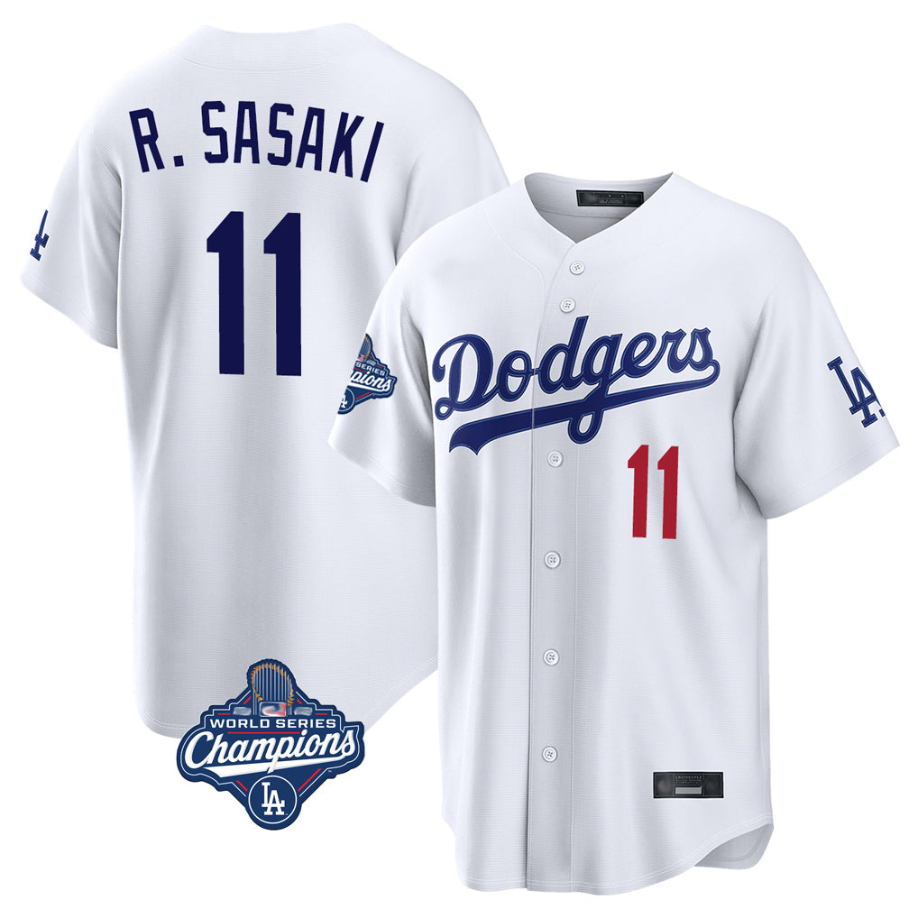 LA.Dodgers #11 Roki Sasaki Player White World Series Meet Home Game Hdoa Stitched Jerseys