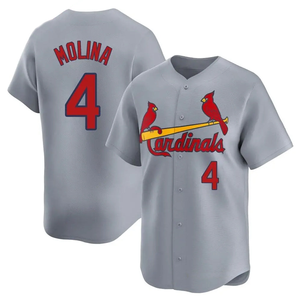 St. Louis Cardinals #4 Yadier Molina Player Gray Home Limited Hdoa Stitched Jerseys