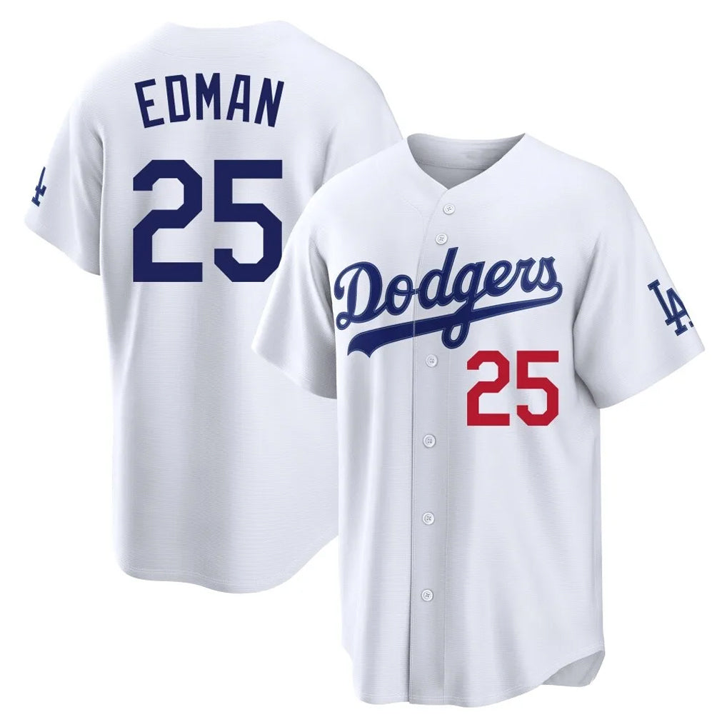 LA.Dodgers #25 Tommy Edman Player White Home Game Hdoa Stitched Jerseys