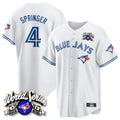 T.Blue Jays #4 George Springer Player White 2025 American League All Hdoa Stitched Jersey