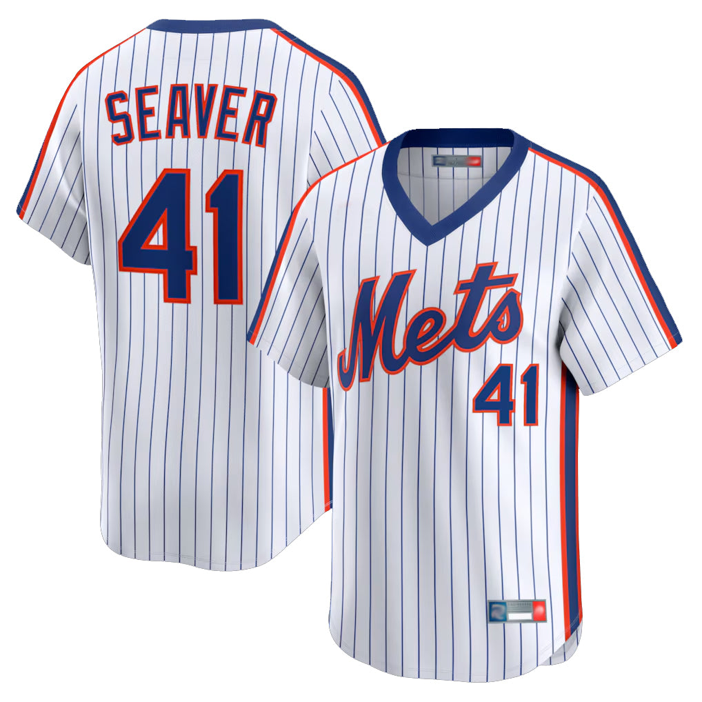 NY.Mets #41 Tom Seaver Player White Cooperstown Collection T-shirt Game Hdoa Stitched Jerseys