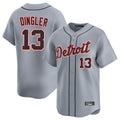 D.Tigers #13 Dillon Dingler Player Gray Home Limited Hdoa Stitched Jerseys