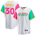 S.Diego Padres #30 Gavin Sheets Player White City Connect Home Game Hdoa Stitched Jerseys