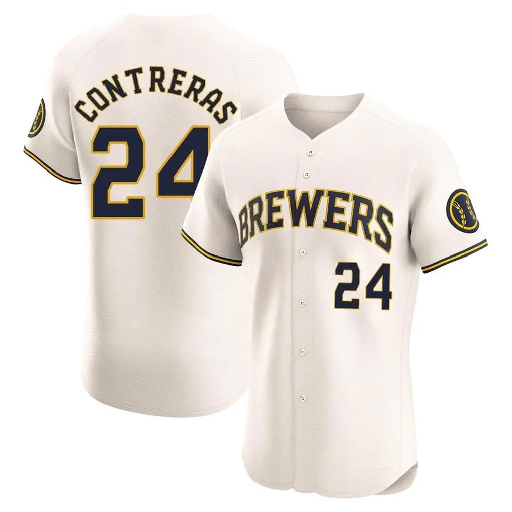 M.Brewers #24 William Contreras Player Cream Home Limited Elite Hdoa Stitched Jerseys