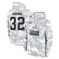 C.Browns #32 Jim Brown Player Arctic Camo Salute to Service Hoodies Limited Game Hdoa Stitched Jerseys