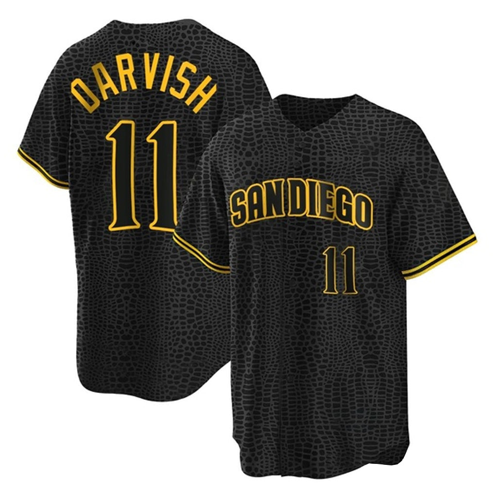 S.Diego Padres #11 Yu Darvish Player Black Snake Skin City Home Game Hdoa Stitched Jerseys