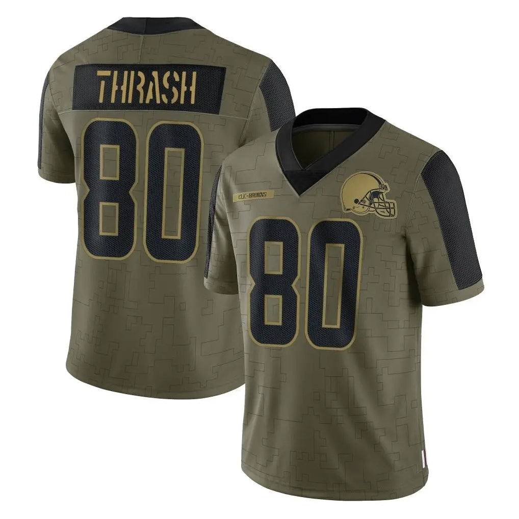 C.Browns #80 Jamari Thrash Player Olive Salute to Service Limited Home Game Hdoa Stitched Jerseys