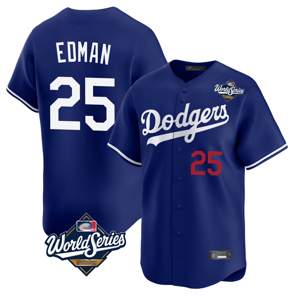 LA.Dodgers #25 Tommy Edman Player Royal World Series Limited Home Hdoa Stitched Jerseys