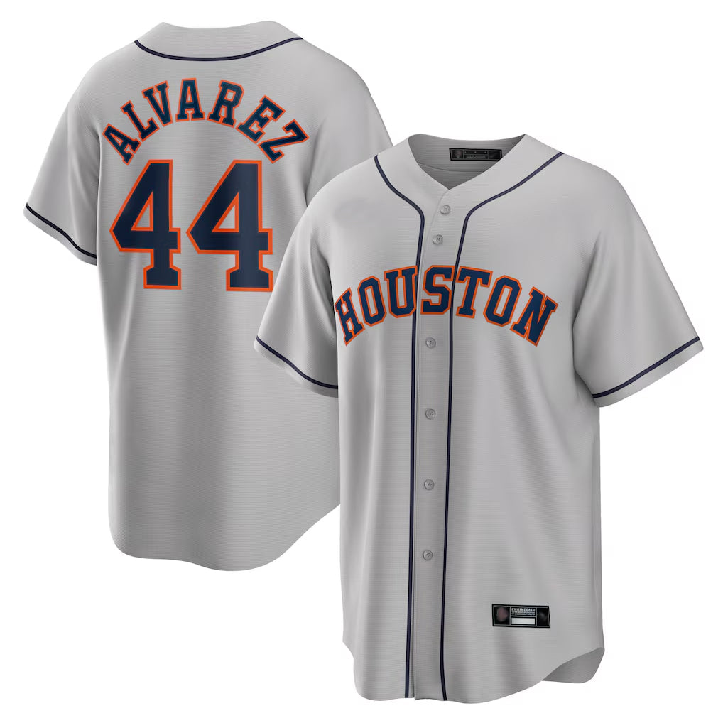 H.Astros #44 Yordan Alvarez Player Gray Home Game Hdoa Stitched Jerseys