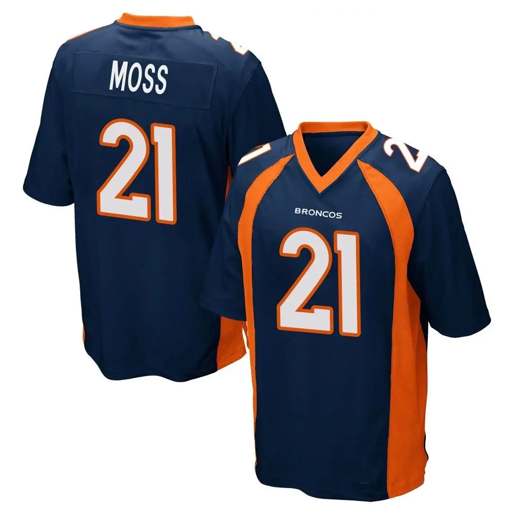 D.Broncos #21 Riley Moss Player Navy Game Hdoa Stitched Jerseys