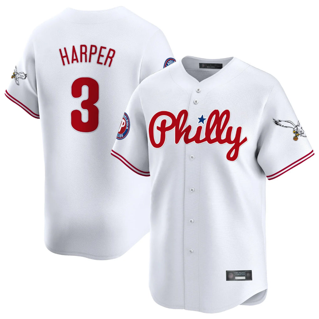 P.Phillies #3 Bryce Harper Player White Phillies & Eagles Vapor Premier Limited Hdoa Stitched Jerseys