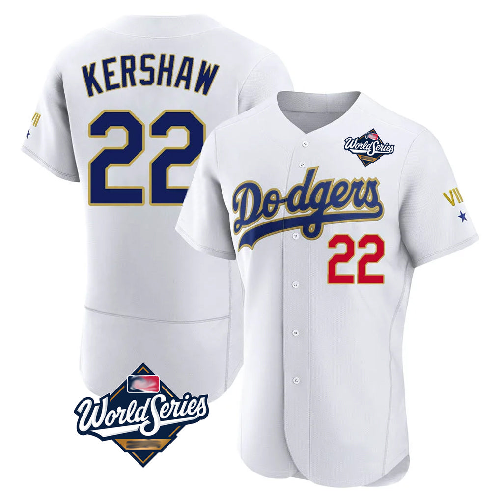 LA.Dodgers #22 Clayton Kershaw Player Gold White World Series 2026 Collection Stadium Limited Elite Hdoa Stitched Jerseys