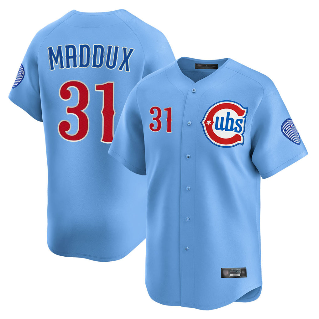 C.Cubs #31 Greg Maddux Player Light Blue Limited Home Hdoa Stitched Jerseys