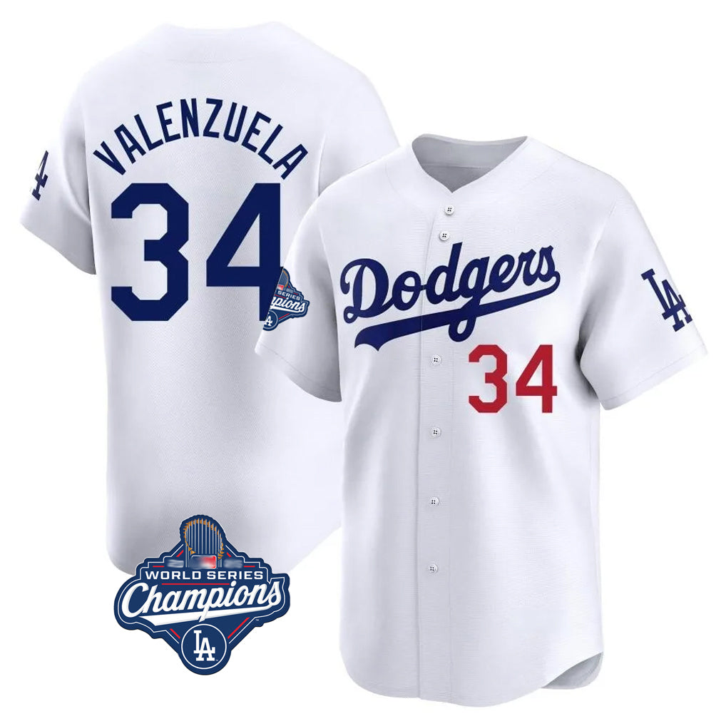 LA.Dodgers #34 Fernando Valenzuela Player White World Series Meet Limited Home Hdoa Stitched Jerseys