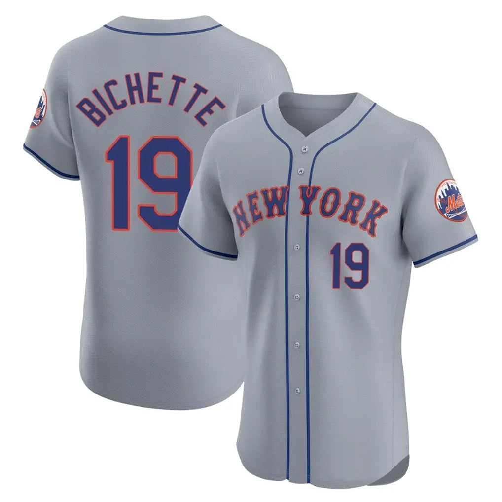 NY.Mets #19 Bo Bichette Player Gray Road Limited Elite Home Hdoa Stitched Jerseys