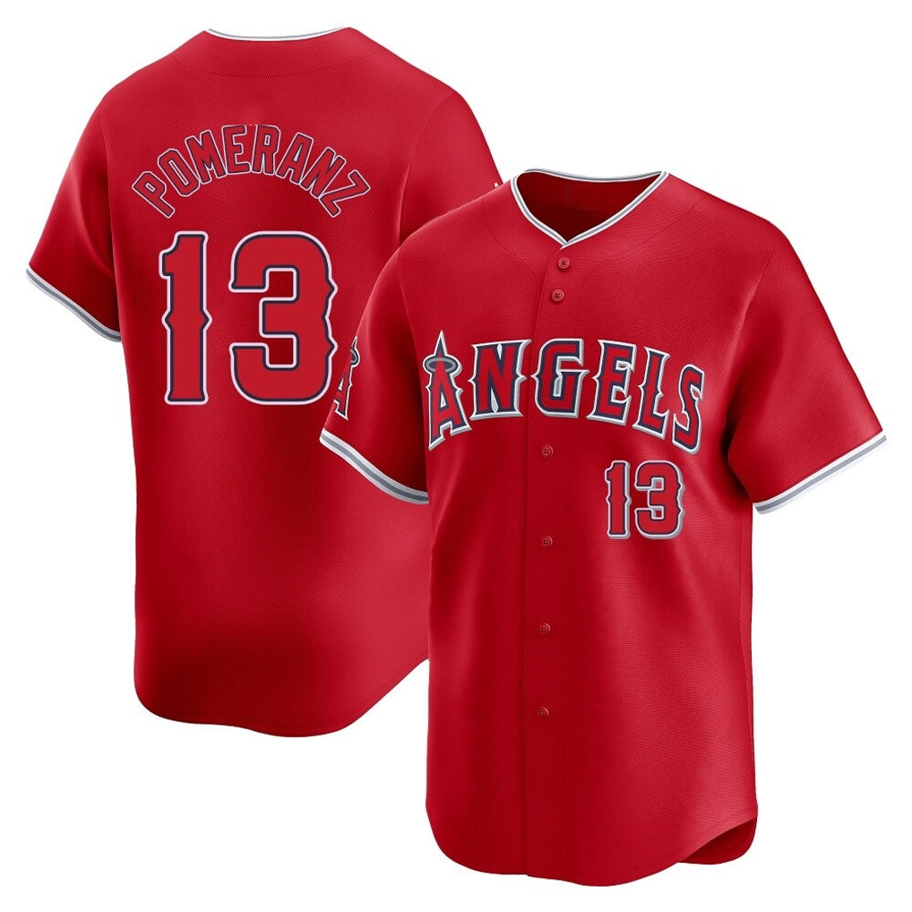 LA.Angels #13 Drew Pomeranz Player Red Home Limited Hdoa Stitched Jerseys