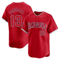 LA.Angels #13 Drew Pomeranz Player Red Home Limited Hdoa Stitched Jerseys