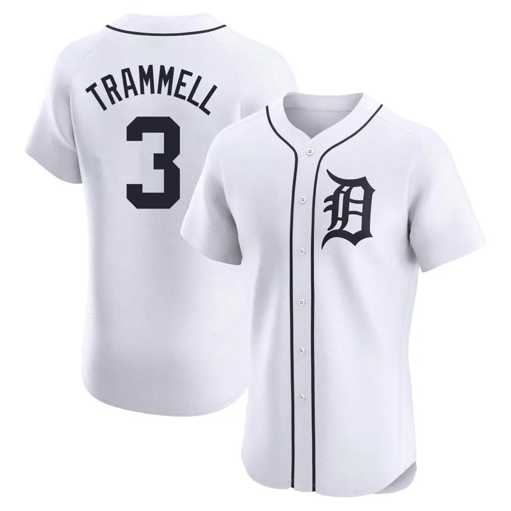 D.Tigers #3 Alan Trammell Player White Limited Elite Home Hdoa Stitched Jerseys