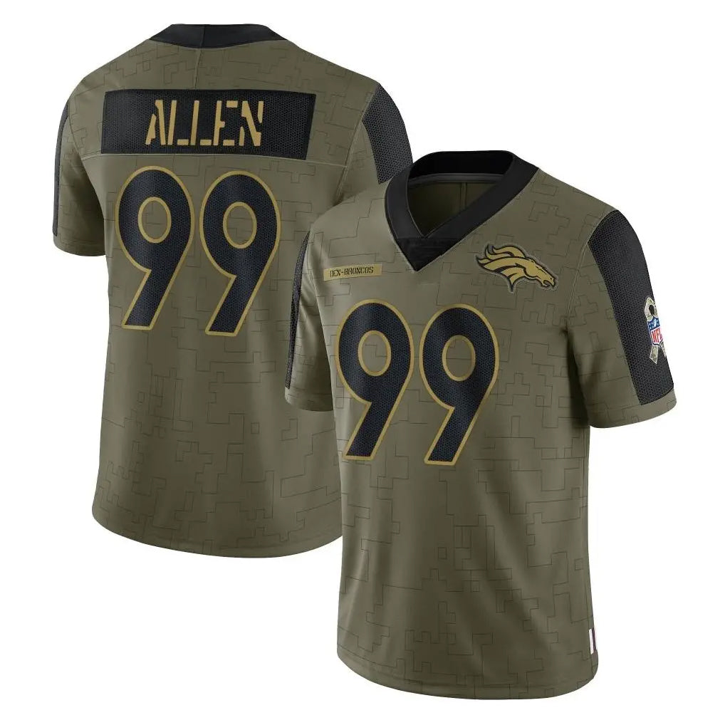 D.Broncos #99 Zach Allen Player Olive Salute To Service Limited Game Hdoa Stitched Jerseys