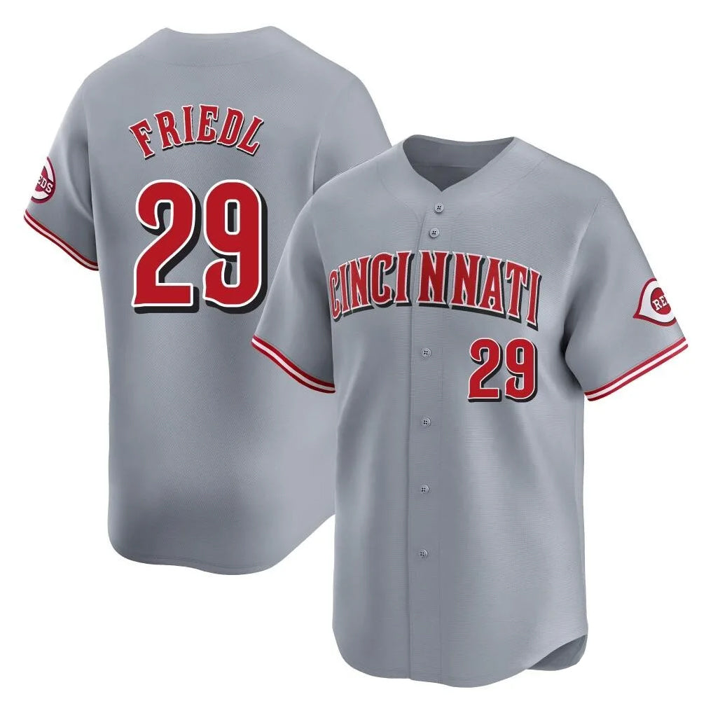 C.Reds #29 TJ Friedl Player Gray Home Limited Hdoa Stitched Jerseys