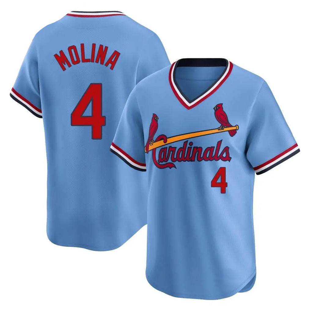St. Louis Cardinals #4 Yadier Molina Player Light Blue City Connect Home T-shirt Hdoa Stitched Jerseys