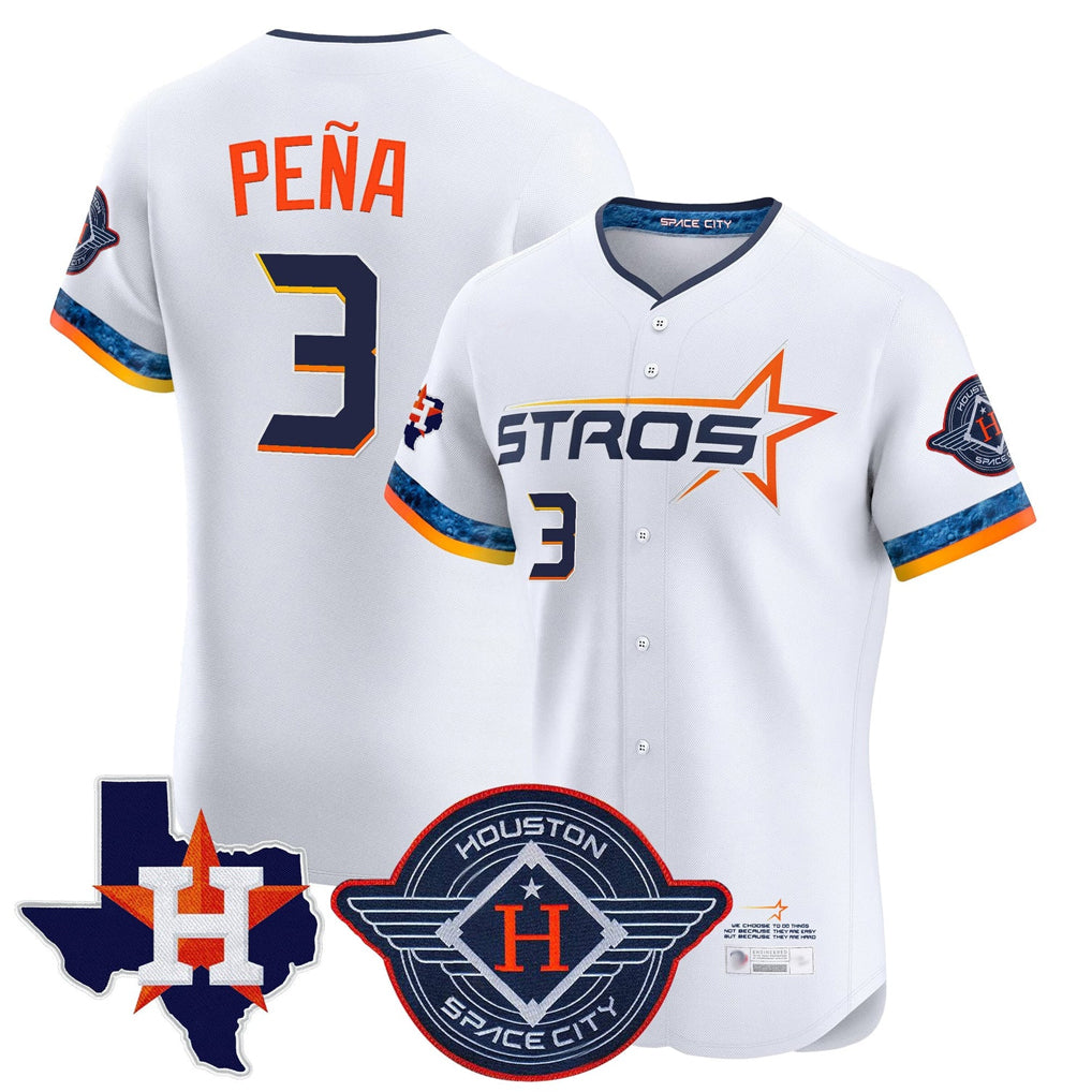 H.Astros #3 Jeremy Pena Player White City Connect Texas Patch Vapor Premier Limited Elite Home Hdoa Stitched Jerseys