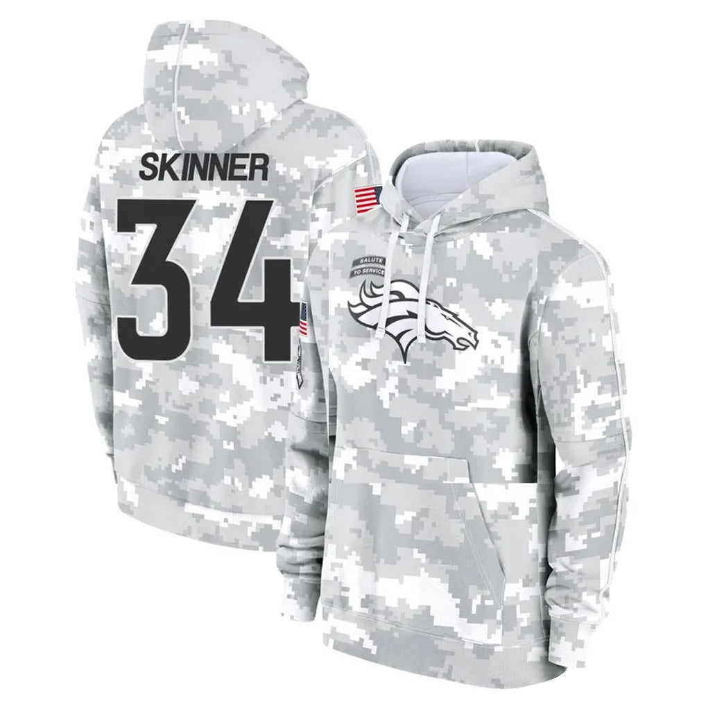 D.Broncos #34 JL Skinner Player Arctic Camo Salute to Service Hoodies Limited Game Hdoa Stitched Jerseys