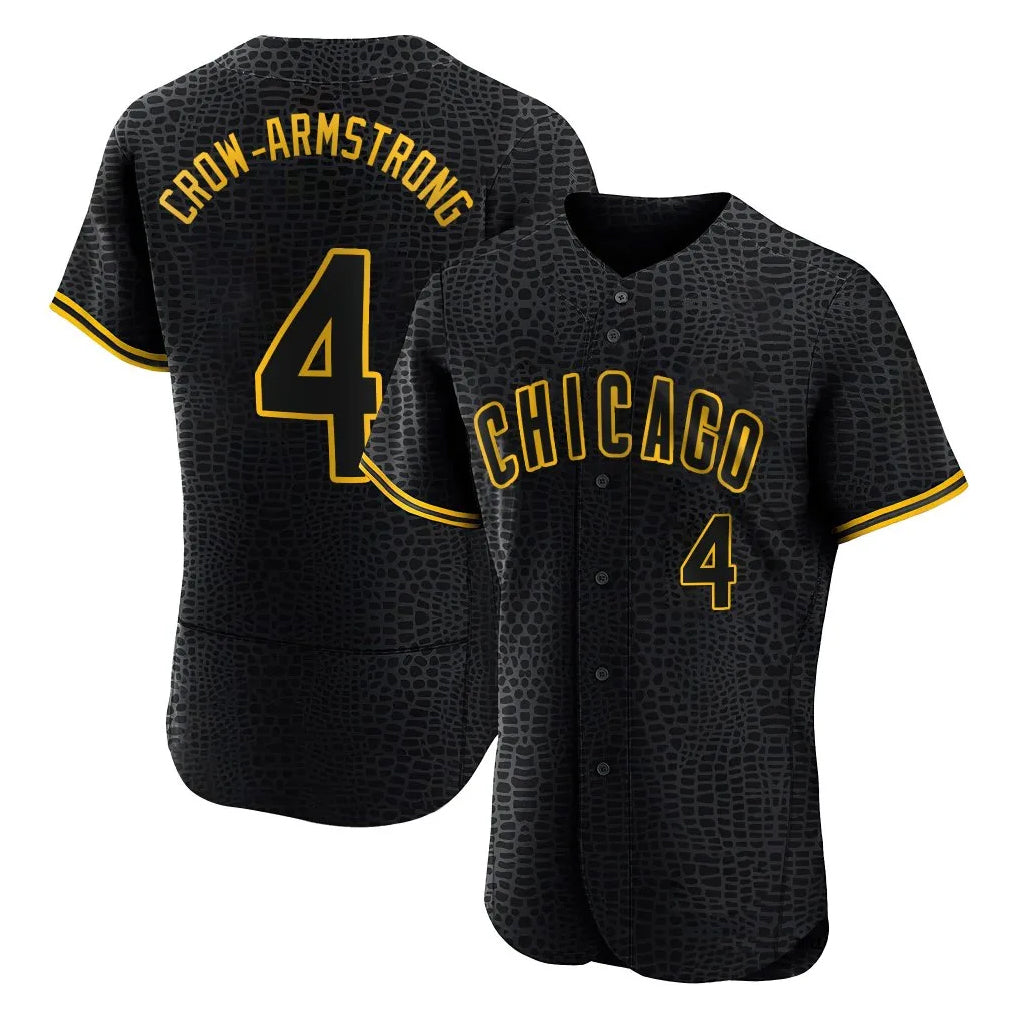 C.Cubs #4 Pete Crow-Armstrong Player Black Snake Skin City Limited Elite Home Game Hdoa Stitched Jerseys