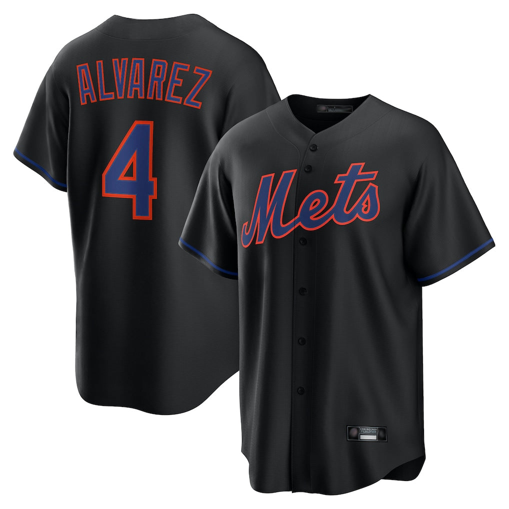 NY.Mets #4 Francisco Alvarez Player Black Alternate Home Game Hdoa Stitched Jerseys