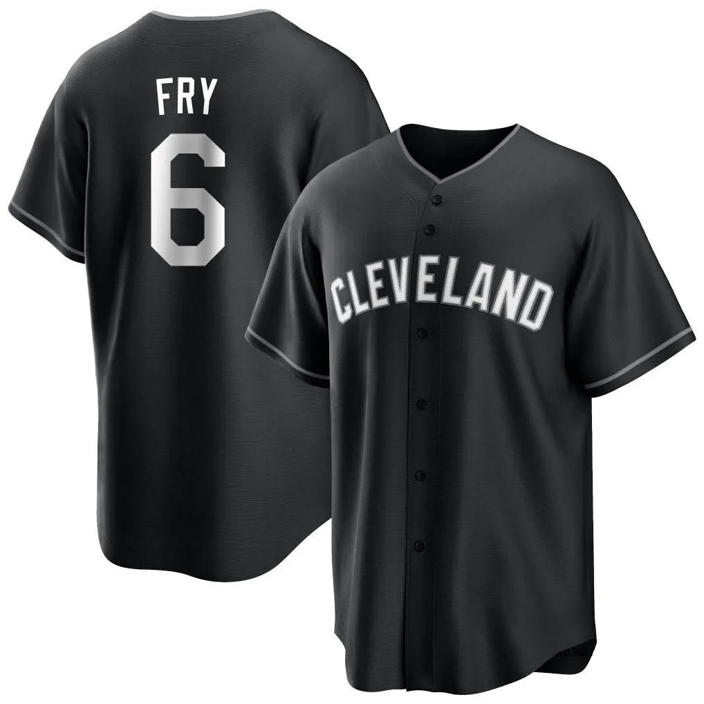C.Guardians #6 David Fry Player Black Home Game Hdoa Stitched Jerseys